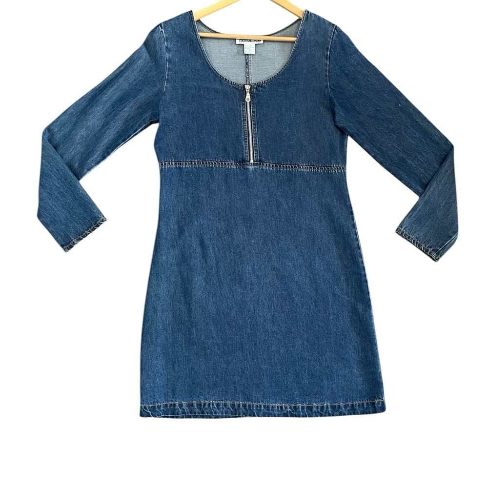 Boston Proper Denim Dress Vintage 8 Tencel Long Sleeve Contemporary Western Boho